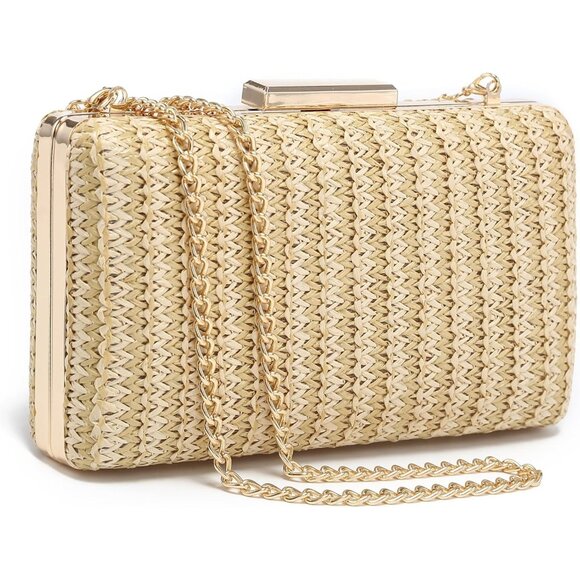 ⚡ Women's Evening Cocktail Glitter Formal Party Prom Tan Clutch Handbags - Picture 1 of 6